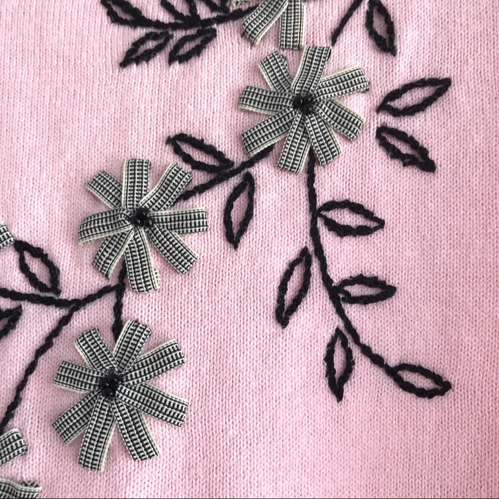 Draper’s & Damon’s Pink Sweater Knit Top Medium Vintage Short Sleeve Cottagecore - Picture 3 of 13